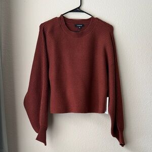 Caslon Ribbed Crewneck Sweater in Brick Red